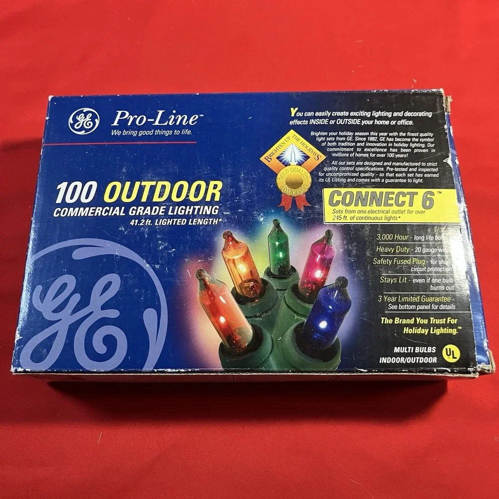 1 Box 2002 GE Pro-Line 100 Outdoor Commercial Grade Connect 6 Multi Color Lights